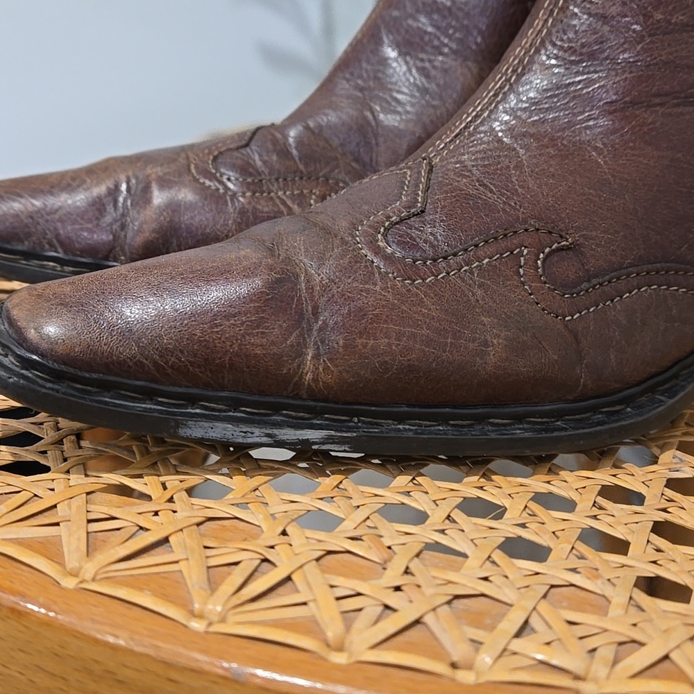 Vintage/Retro Y2K Rieker Brown Leather Cowboy/Western Ankle Boots - Picture 10 of 11
